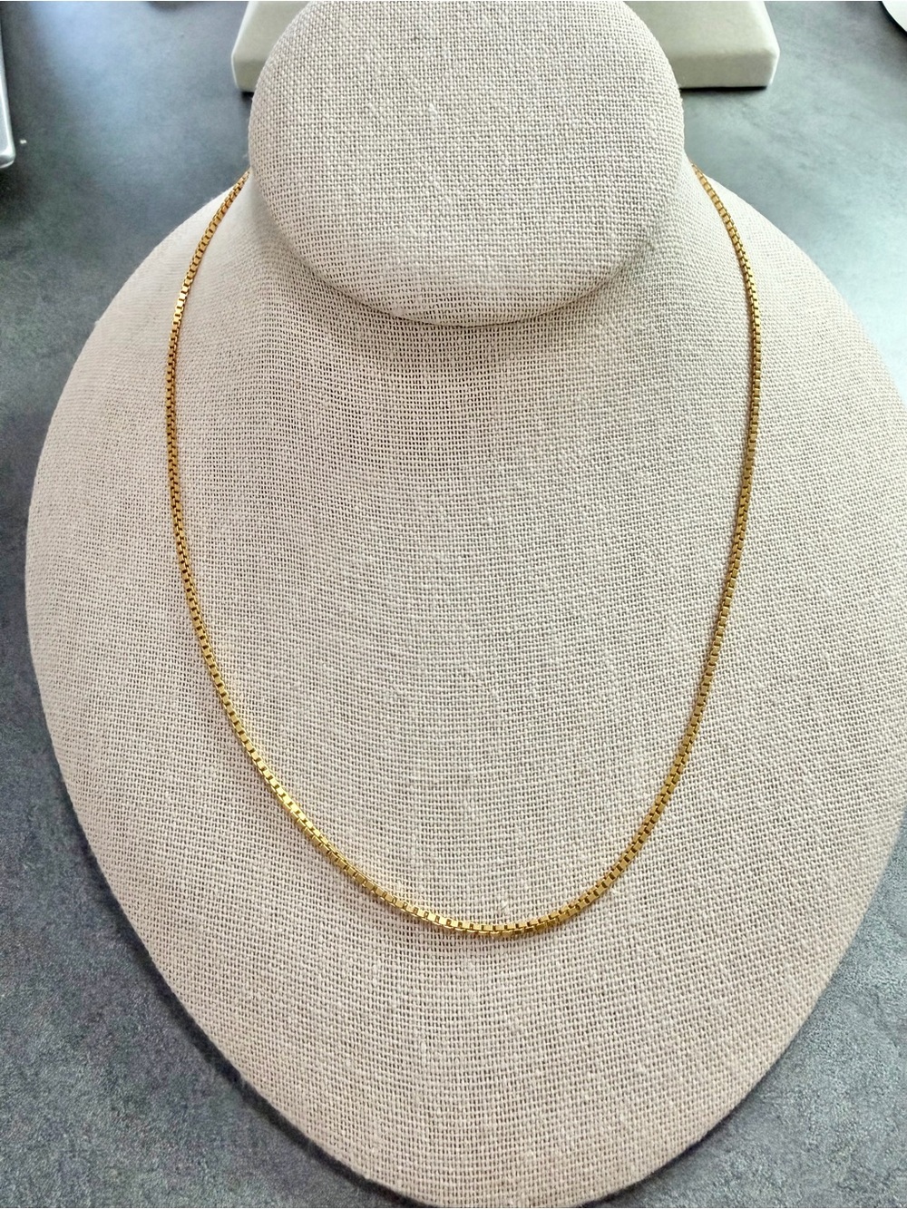 Vintage 14k Italy Solid Yellow Gold Box Chain Necklace 17” Y2K layering